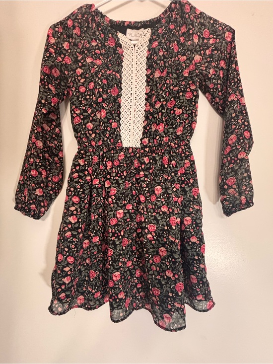 The Children's Place Other - The Children's Place Black Floral Dress with Pink Roses